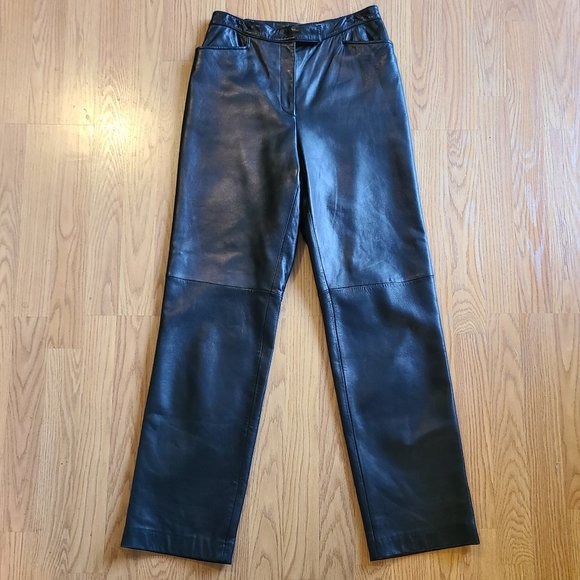 Nordstrom Pants - NORDSTROM BLACK 100% GENUINE LAMB SKIN LEATHER PANTS  STRAIGHT LEG HIGH WAIST 6